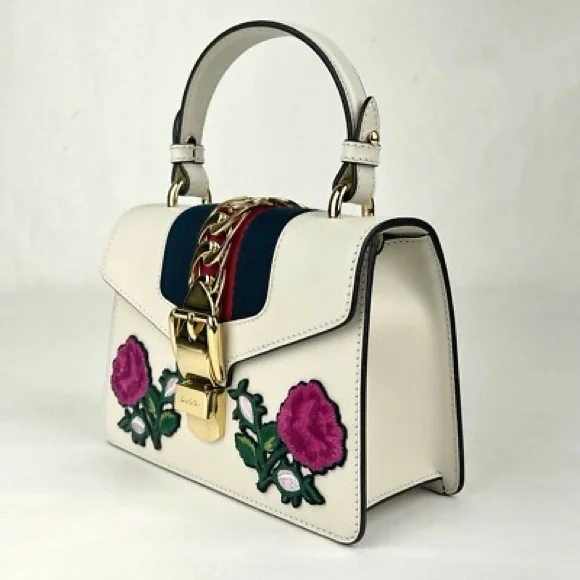 Gucci Sylvie Top Handle Bag - White Leather-Rare Gucci!-Comps are $1,700+ - Picture 5 of 15
